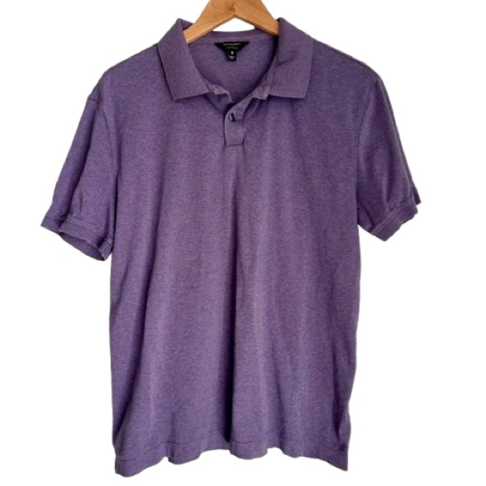 Banana Republic Luxe touch mens medium size deep purple color polo 100% cotton